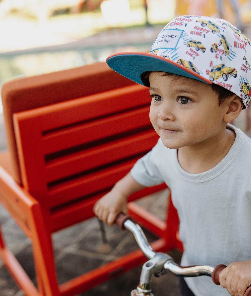 Casquette enfant motif voiture rétro visière orange Hello Hossy