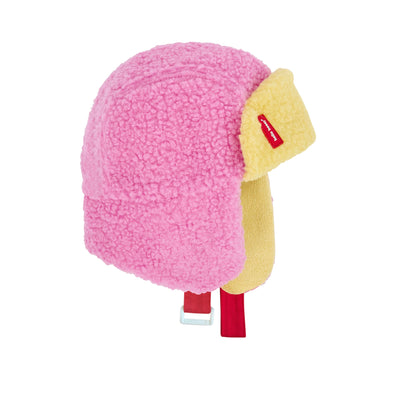 Two-toned teddy and fleece ushanka Cozy Kira for kids and babies – side view
