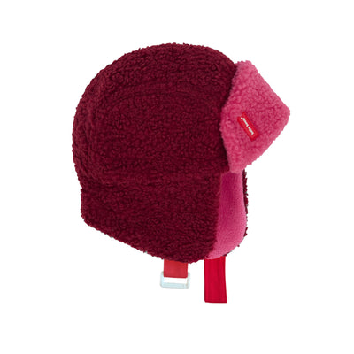 Chapka en moumoute et polaire bicolore Cozy Tara pour enfant et bébé – vue de profil