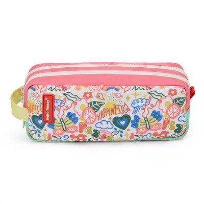 Children's colourful art patterned pencil case double compartment Hello Hossy