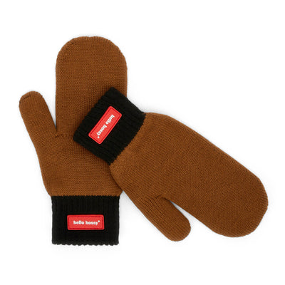 Two-toned knit mittens Hotty Blacky for kids and babies – flat lay