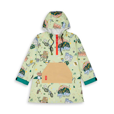 Poncho de Pluie imperméable avec capuche Mountain Ride pour enfant – vue à plat, de face