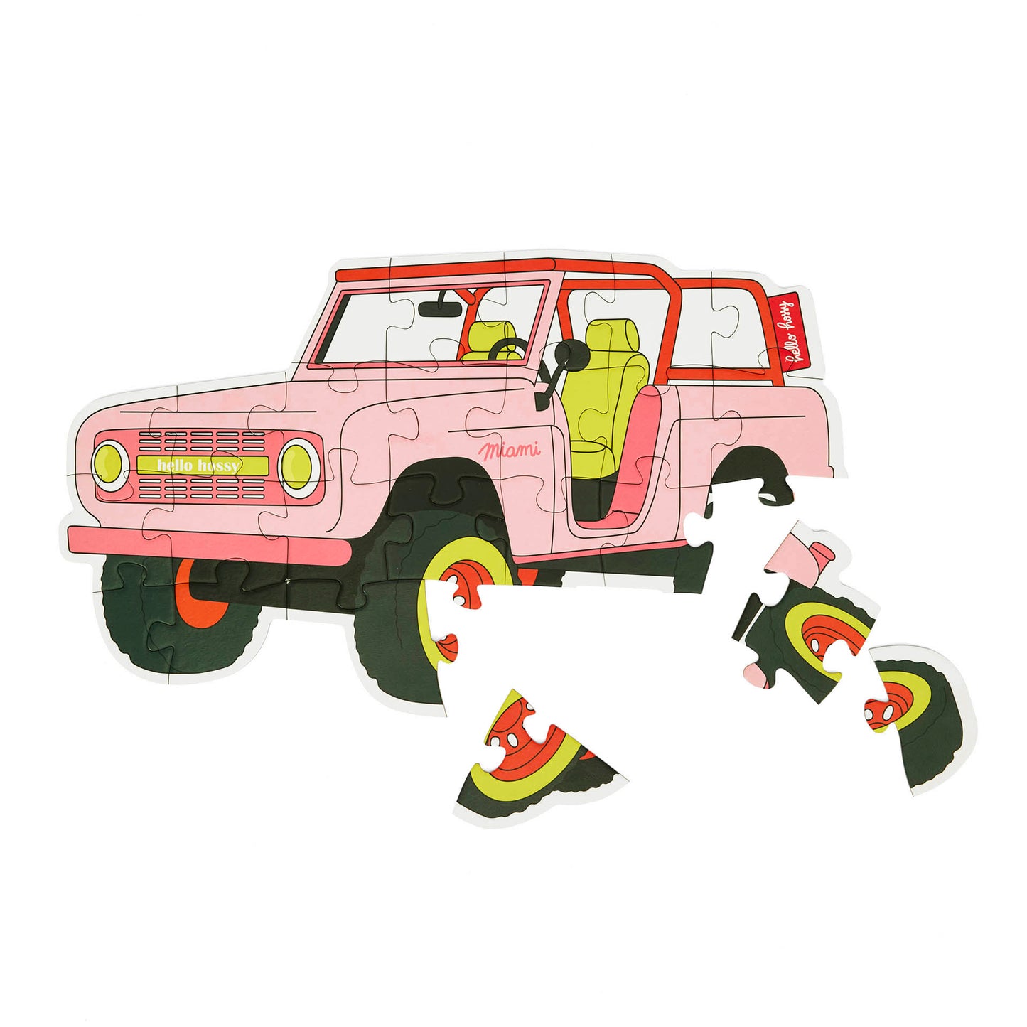 Puzzle pour enfant Hello Hossy "On The Road" partiellement assemblé – vue à plat – fond blanc