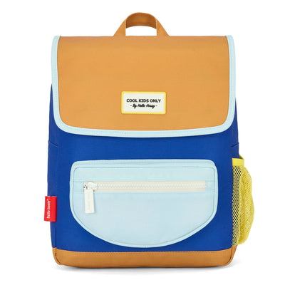 Sac à dos enfant bleu bicolore poche avant Hello Hossy