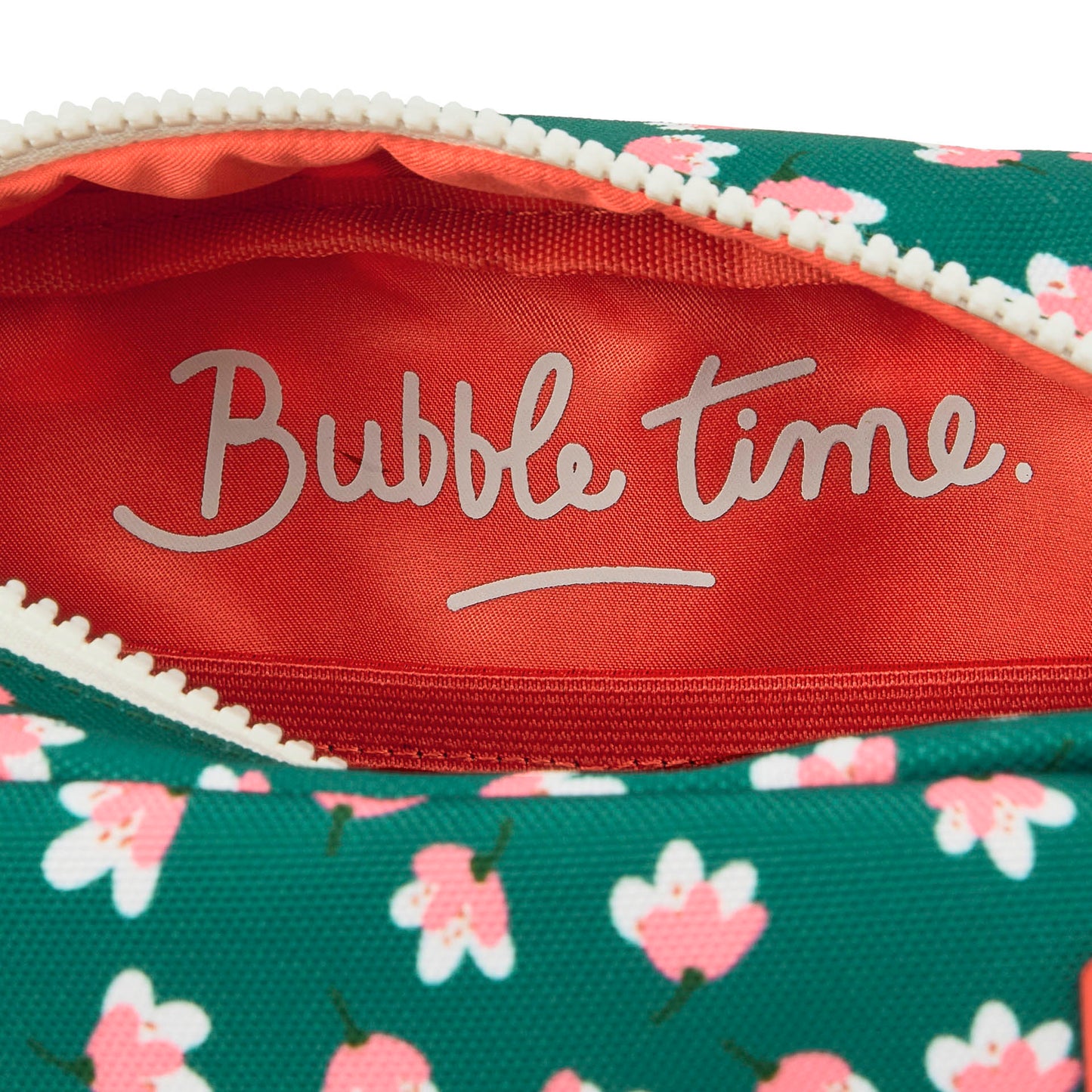 Trousse de toilette enfant vert motif fleurs intérieur orange Hello Hossy