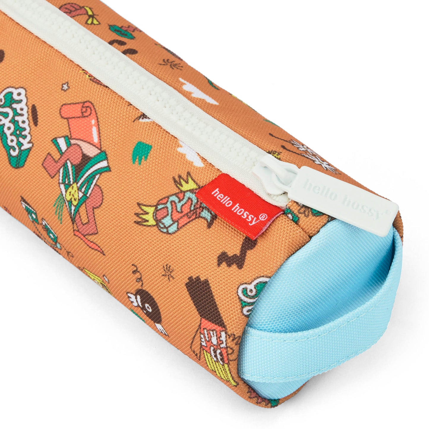 Trousse scolaire enfant marron imprimé musique fermeture blanche Hello Hossy