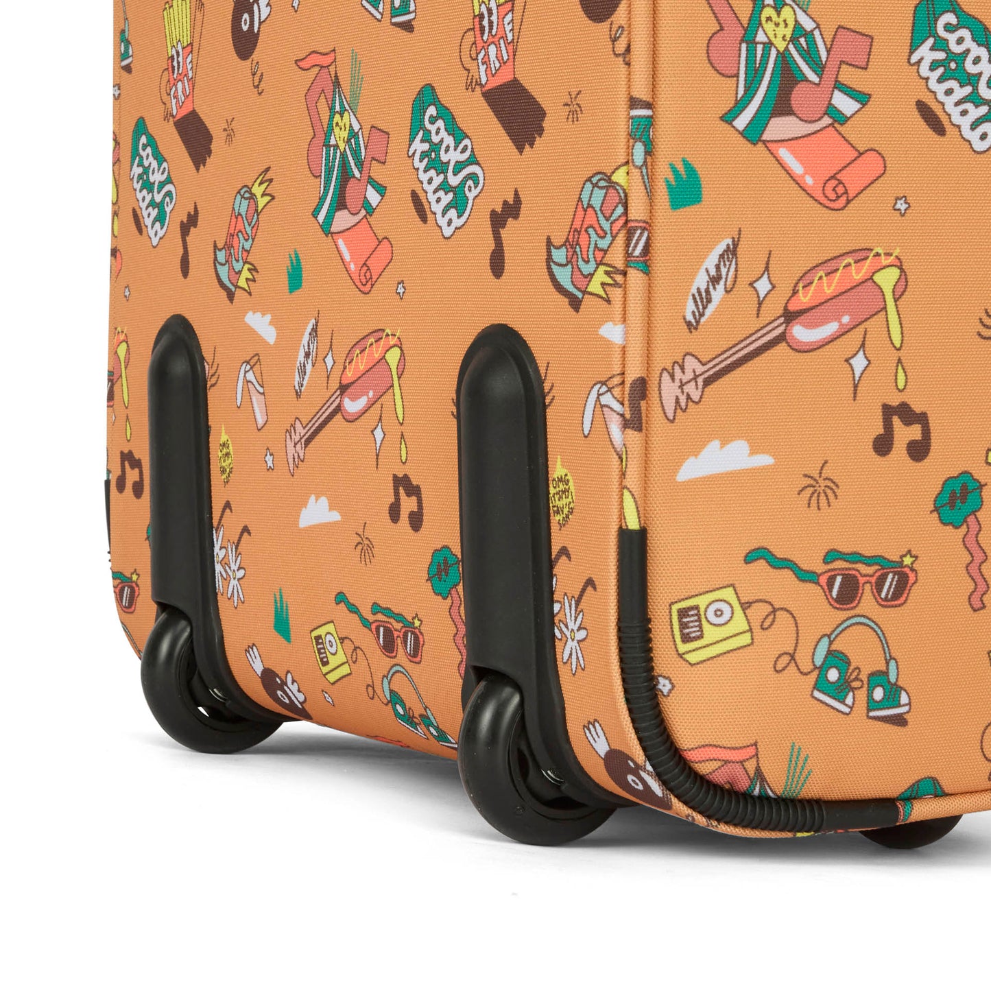 Brown kids' Suitcase music patterns black wheels Hello Hossy