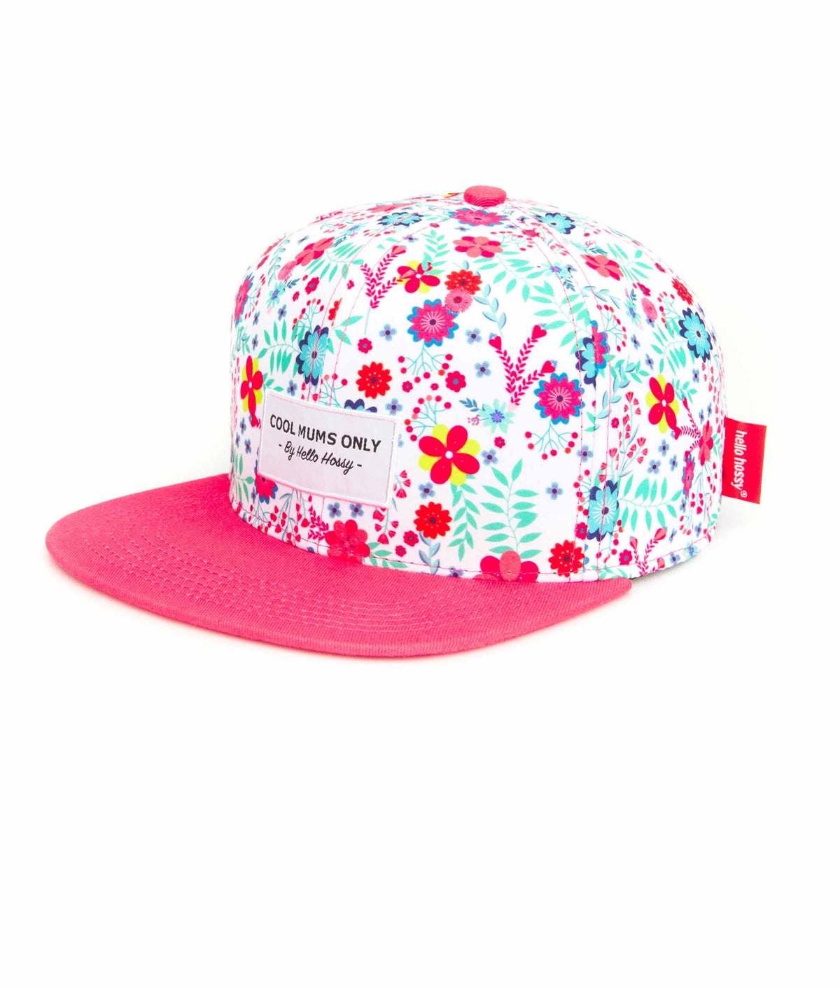 Kids' cap white pink flowers patterned flat brim Hello Hossy