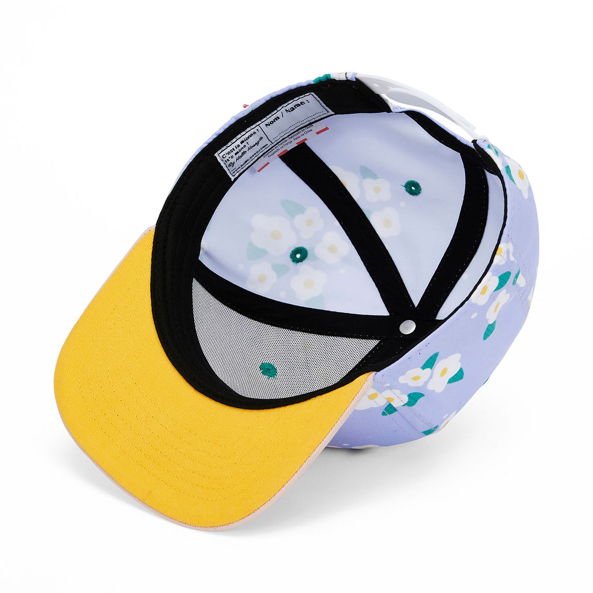 Children's flower-patterned purple cap yellow flat brim Hello Hossy