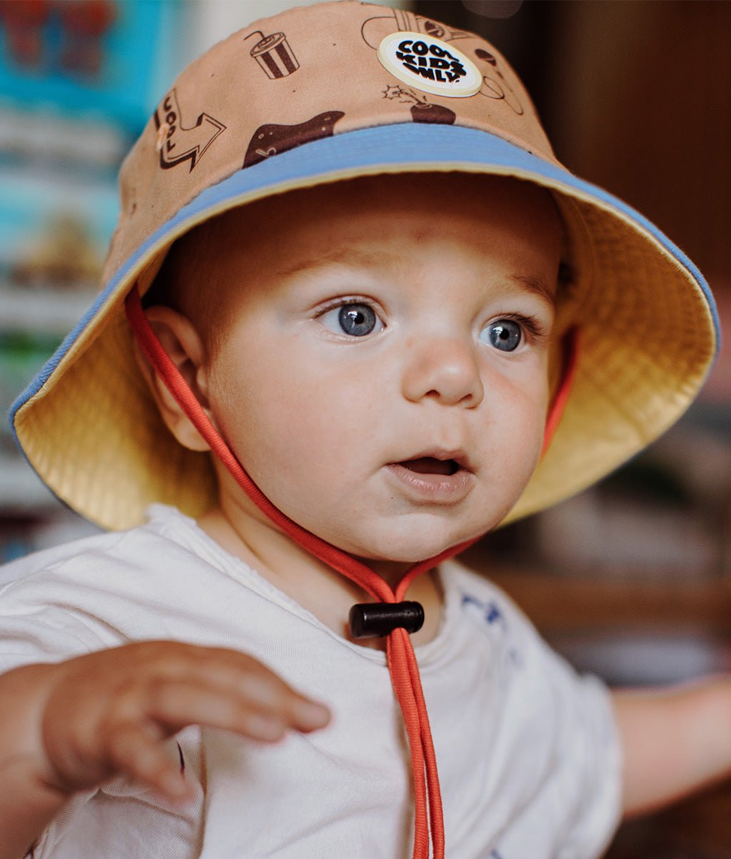 Baby bucket hat Groovy with drawstring, eco-friendly, oeko-tex certified, from 9 months, Cool Kids Only!