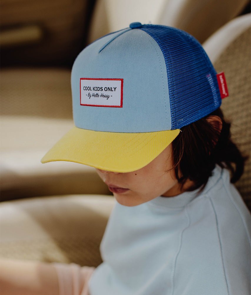 Casquette Enfants Mini Blue Lemon, style Trucker, éco-responsable, certifiée Oeko-Tex, dès 9 mois, Cool Kids Only !