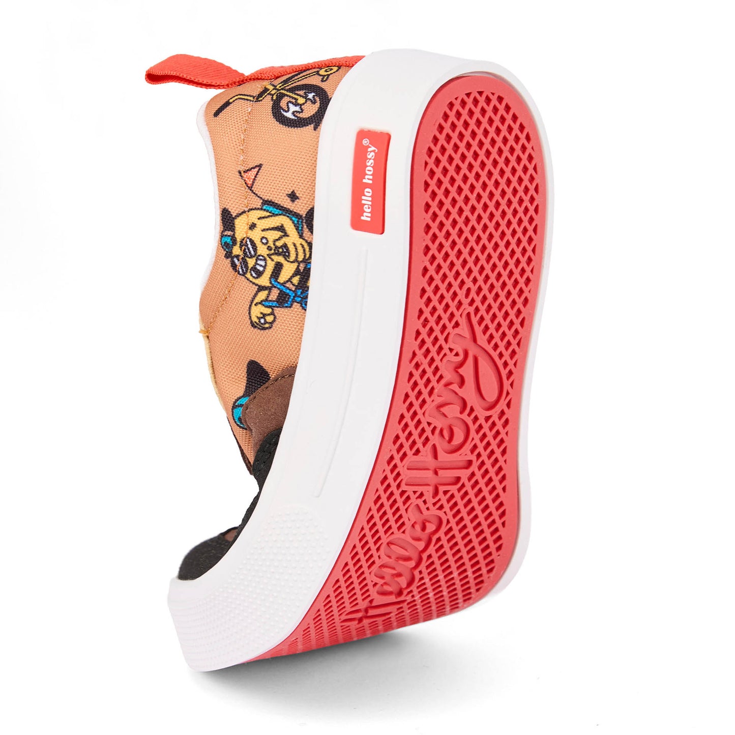 Kids' Brown black patterned bikes mascots Sneakers with soft red sole Hello Hossy