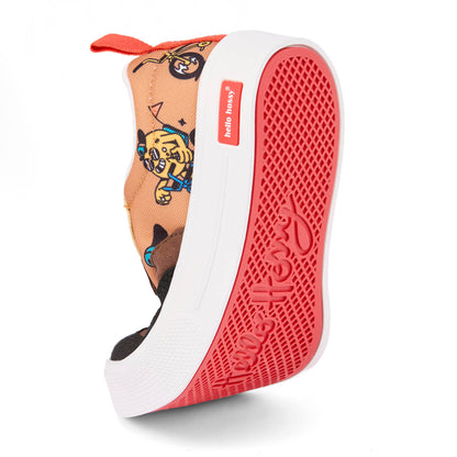 Kids' Brown black patterned bikes mascots Sneakers with soft red sole Hello Hossy