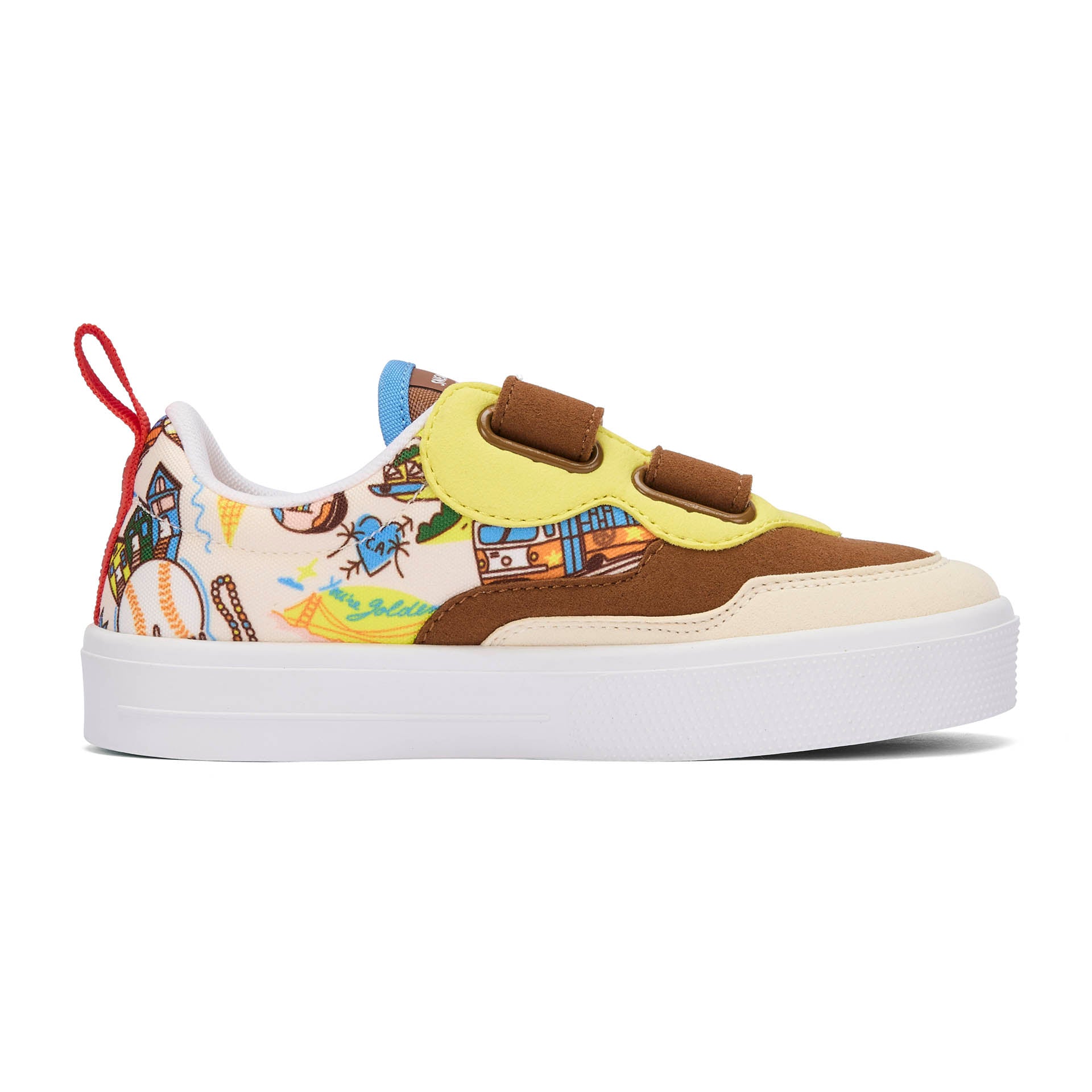 Kids sneakers cream brown USA pattern velcro Hello Hossy