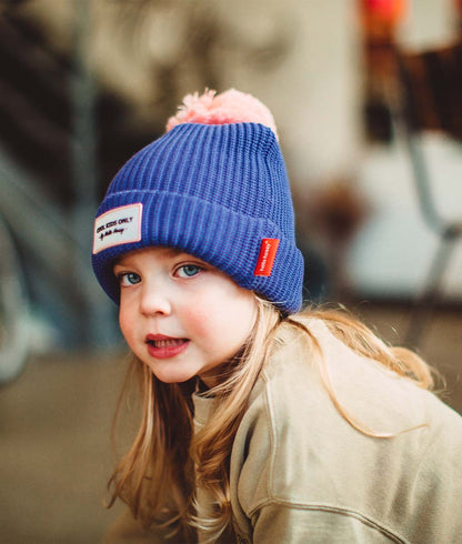 Bonnet Enfants Color Block Açaï, avec pompon, doublure polaire, coton biologique, dès 9 mois, Cool Kids Only !