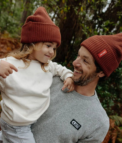 Duo papa-enfant avec le bonnet uni Flow Nut – look automne – Hello Hossy