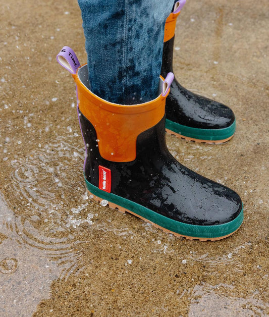Enfant portant les bottes de pluie Blackfy – vue de haut  – Hello Hossy