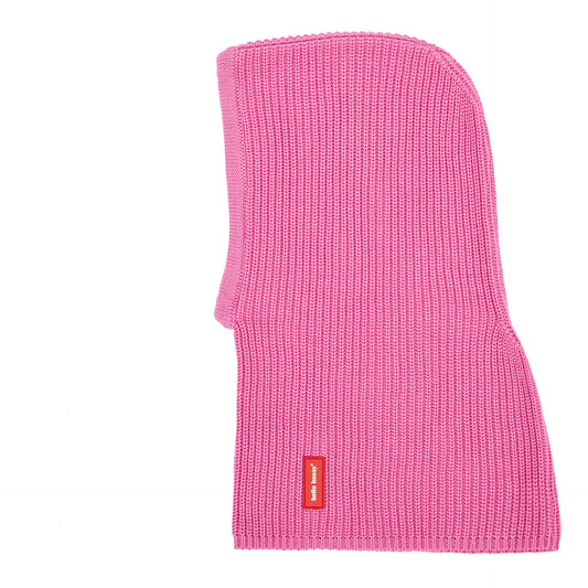 Cagoule en maille rose Hoody Lila pour enfant et bébé - vue de profil, à plat