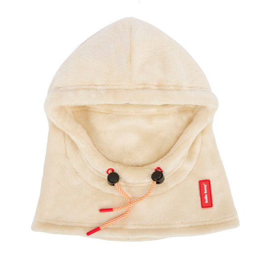 Cagoule en polaire beige Warmy Cream pour enfant et bébé – vue à plat