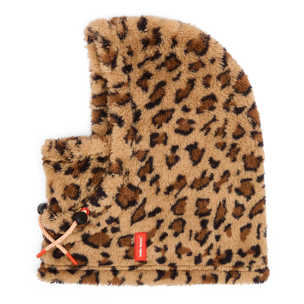 Children's balaclava Leopard patterned brown soft fleece adjustable Hello Hossy