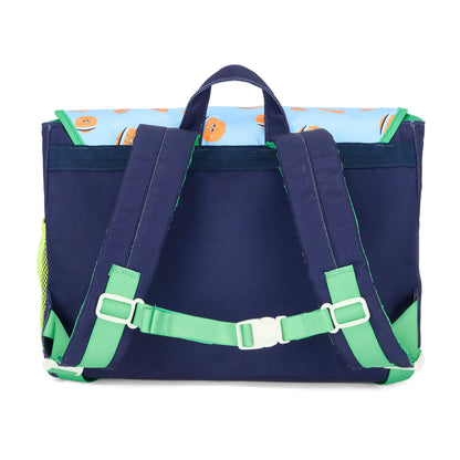 Cartable enfant bleu orange motif sport bretelles réglables Hello Hossy