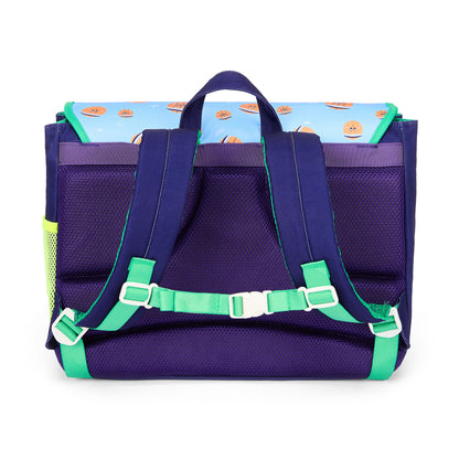 Cartable enfant bleu orange motif sportif bretelles rembourrées Hello Hossy