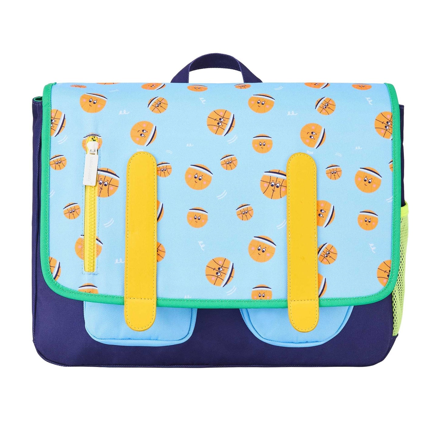 Cartable enfant bleu orange motif sport détails poches Hello Hossy