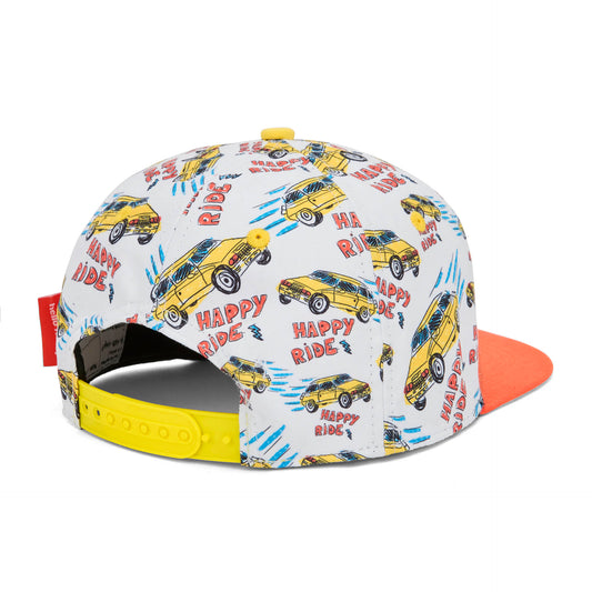 Casquette enfant imprimé voitures visière orange détail attache arrière Hello Hossy