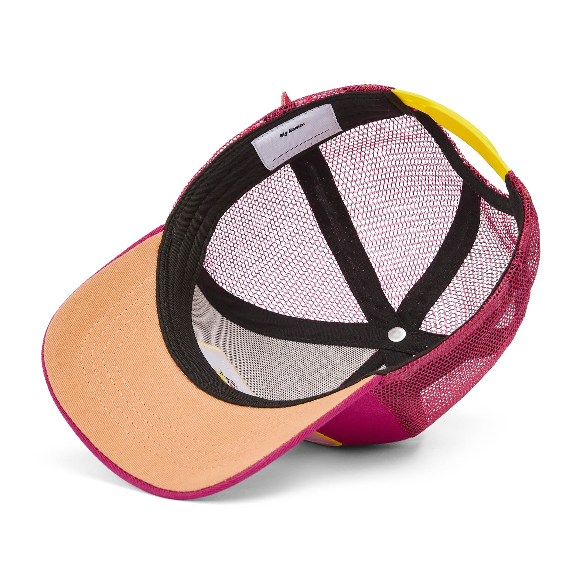 Kids fuchsia cap curved brim back mesh Hello Hossy
