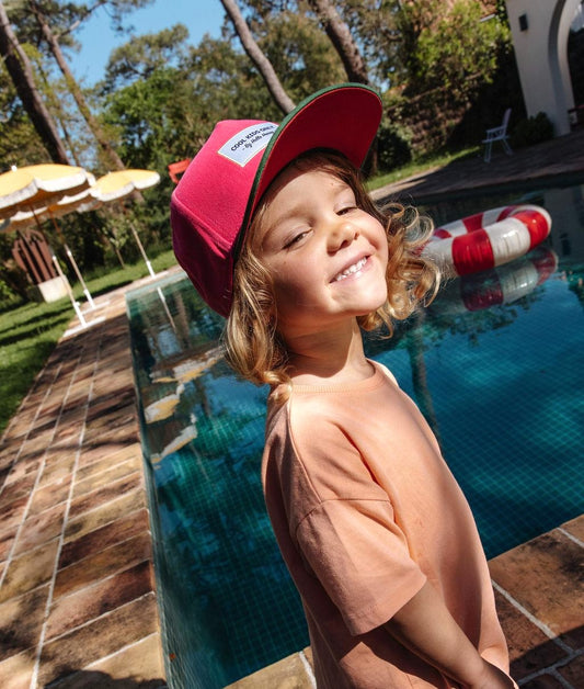 Casquette enfant rose visière verte style baseball Hello Hossy