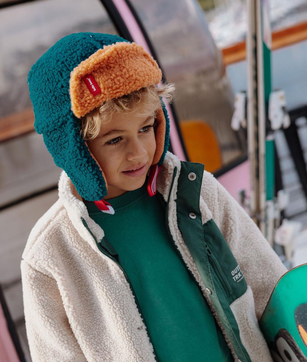 Children's two-toned ushanka blue Camel teddy effect Hello Hossy