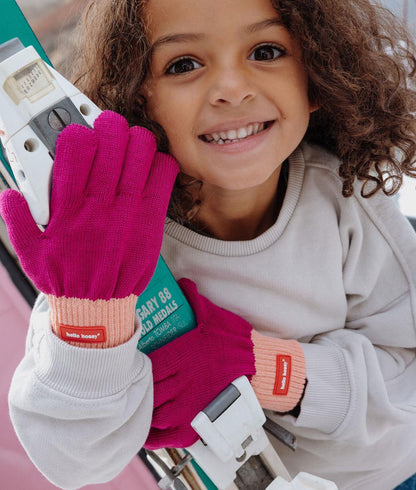 Kids' gloves purple Orange fine knit Hello Hossy