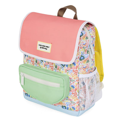 Children's multicolour art pattern backpack green pocket Hello Hossy