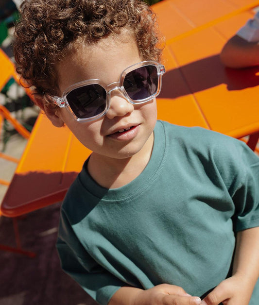 Lunettes de soleil enfant blanc transparent forme carrée Hello Hossy