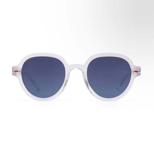 Lunettes de soleil enfant blanc transparent forme ronde verres bleutés Hello Hossy