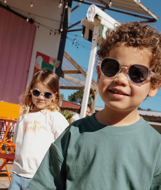 Lunettes de soleil enfant blanc transparent forme ronde Hello Hossy