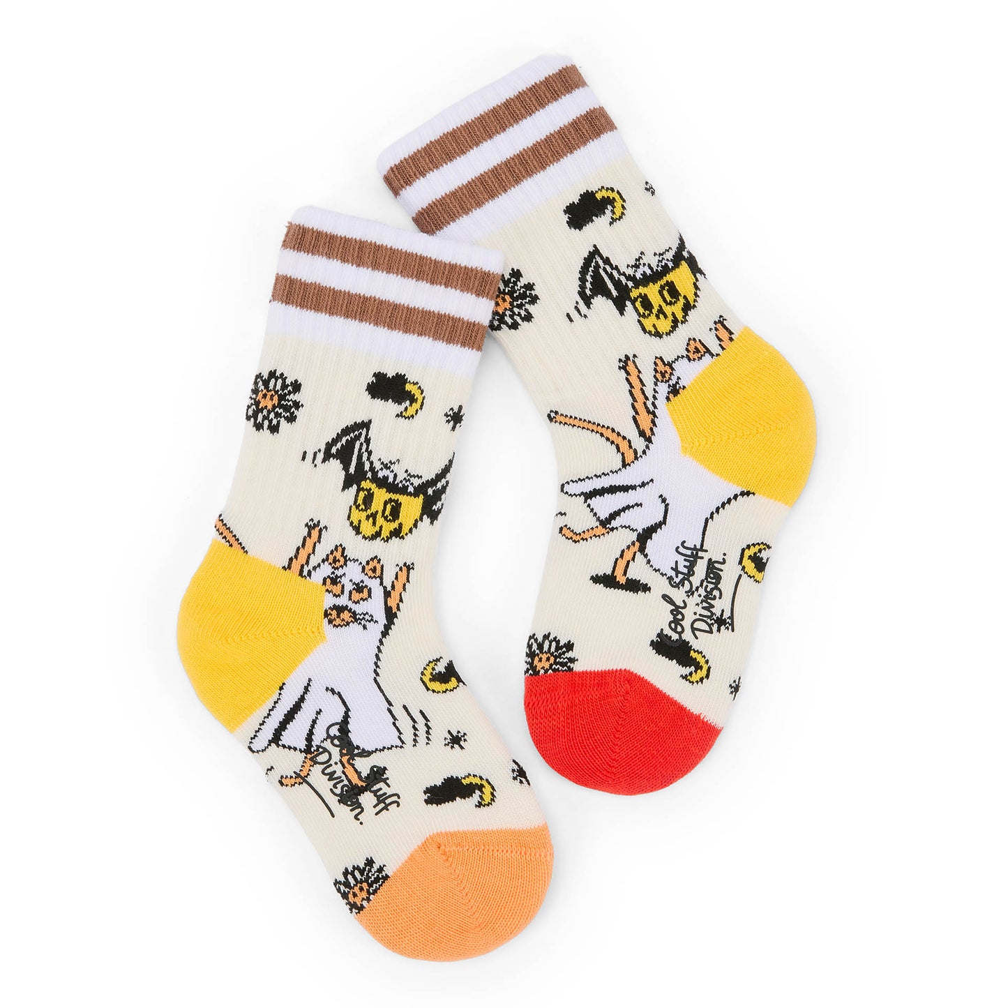 Kids' socks Halloween pattern Orange red yellow Hello Hossy