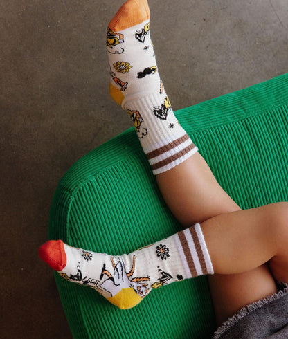 Children's white socks Halloween patterns Orange heels Hello Hossy