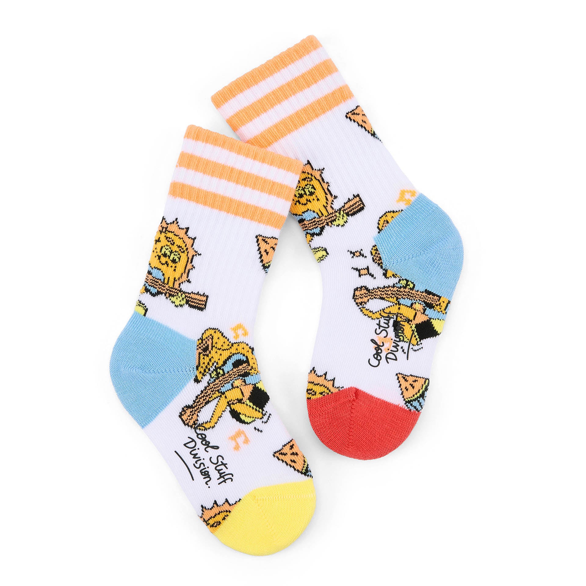 Children's socks music pattern Orange white stripes blue heel Hello Hossy