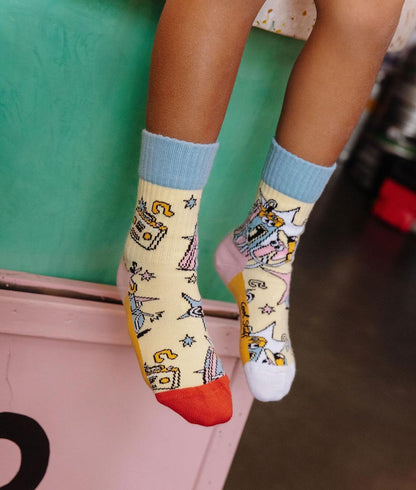 Children's socks patterned music contrasting pastel colours Hello Hossy