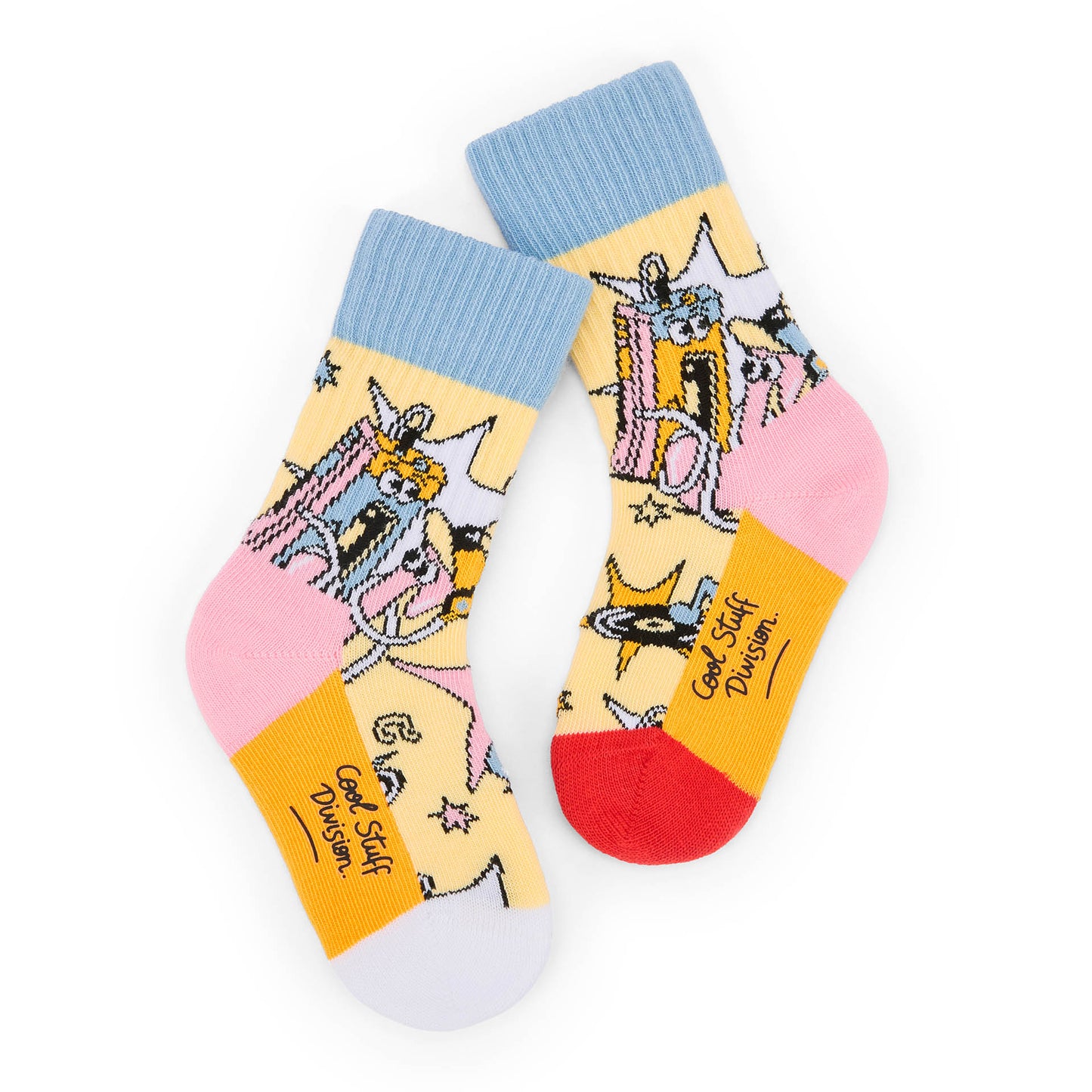 Children's multicolour socks music pattern blue yellow pink Hello Hossy