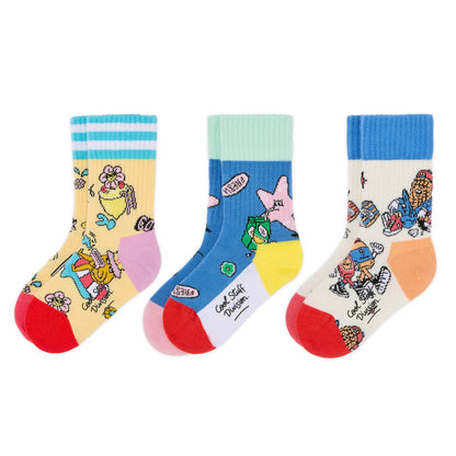 Kids' colourful socks with mascots patterns organic cotton Hello Hossy