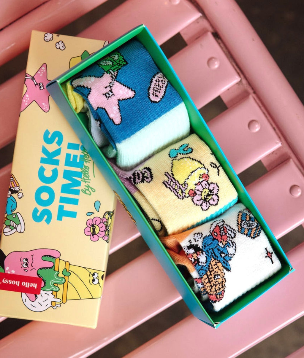 Children's socks with colourful mascots patterns Pack of three Hello Hossy