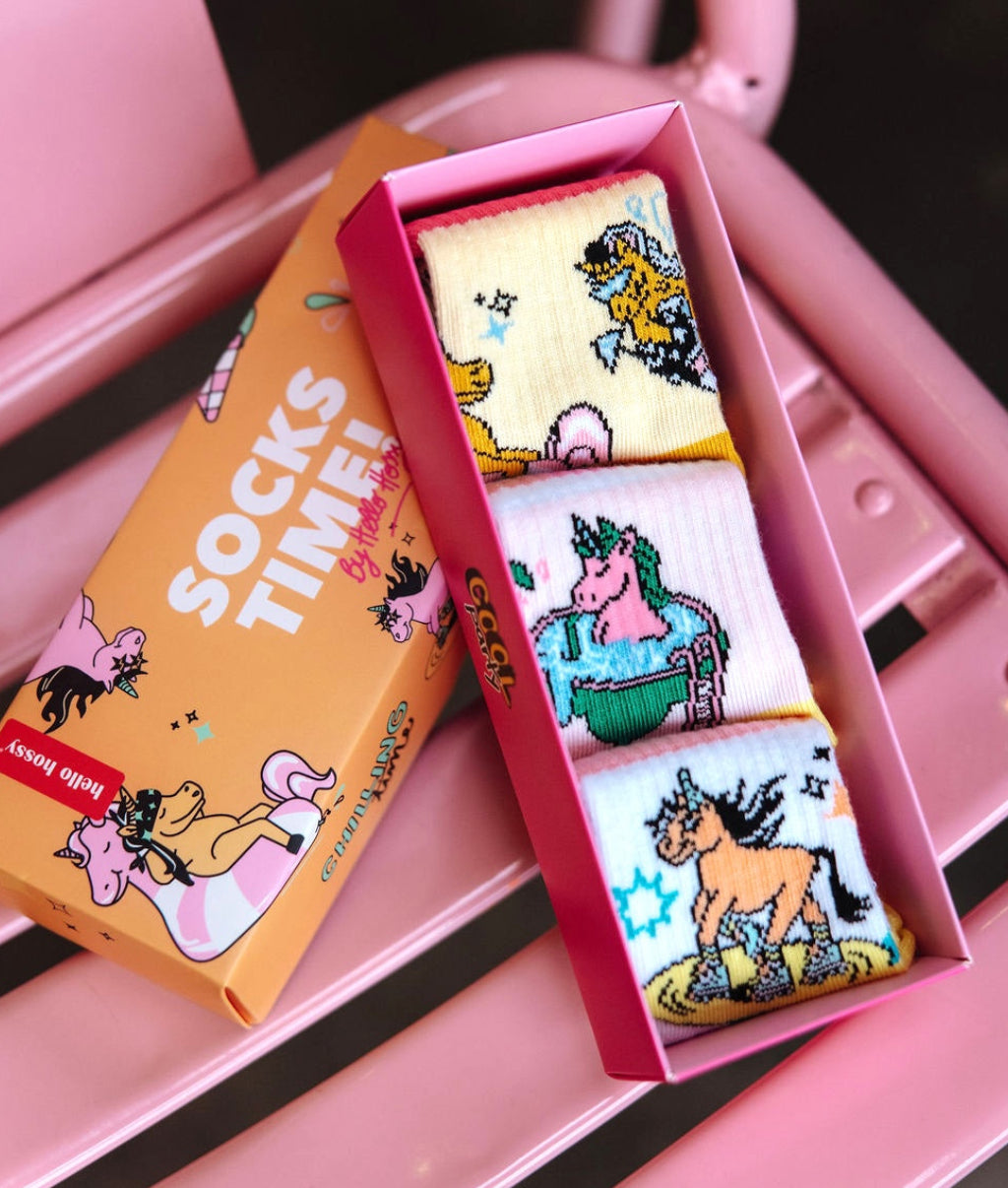 Pack children's socks unicorn and colourful animals patterns Hello Hossy
