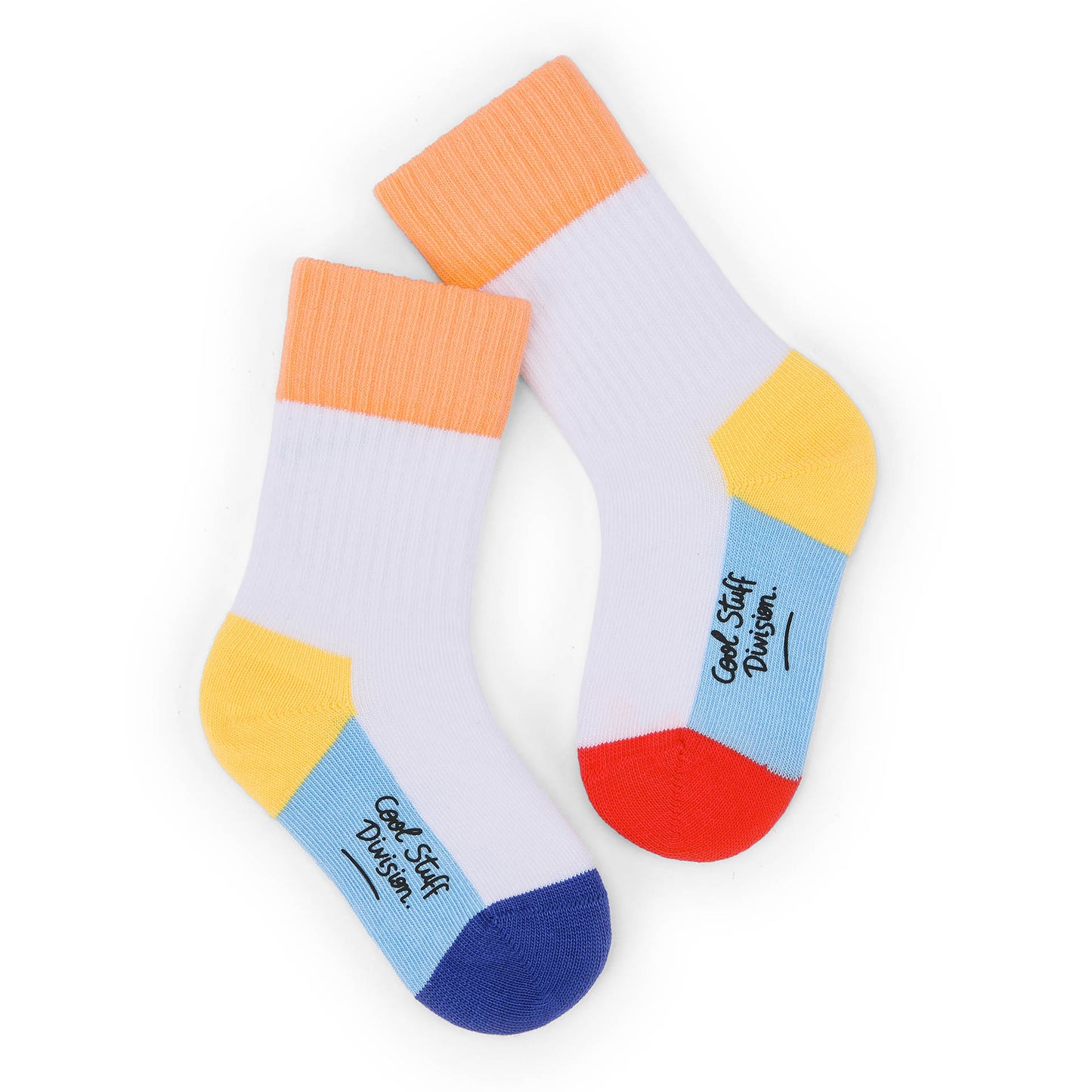 Children's multicolour socks white Orange yellow blue red Hello Hossy