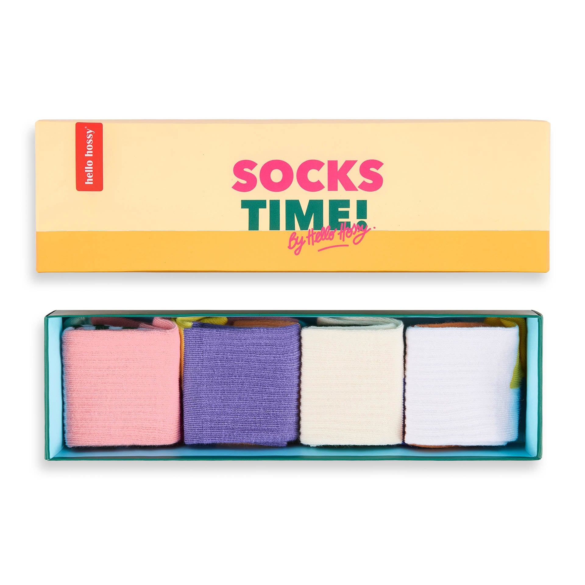 Pack children's plain socks pink purple ecru white Hello Hossy