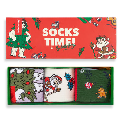 Pack de 3 paires de chaussettes pour enfant motif Noël dans leur coffret – vue du dessus