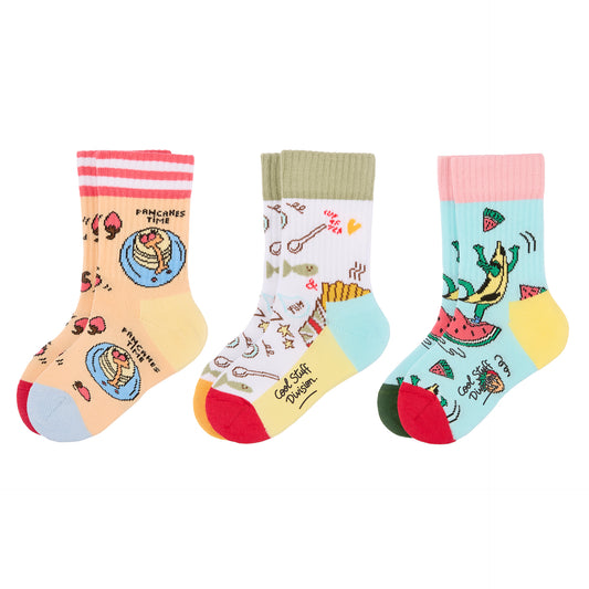 Pack de 3 paires de chaussettes pour enfant à motifs nourriture – vue à plat