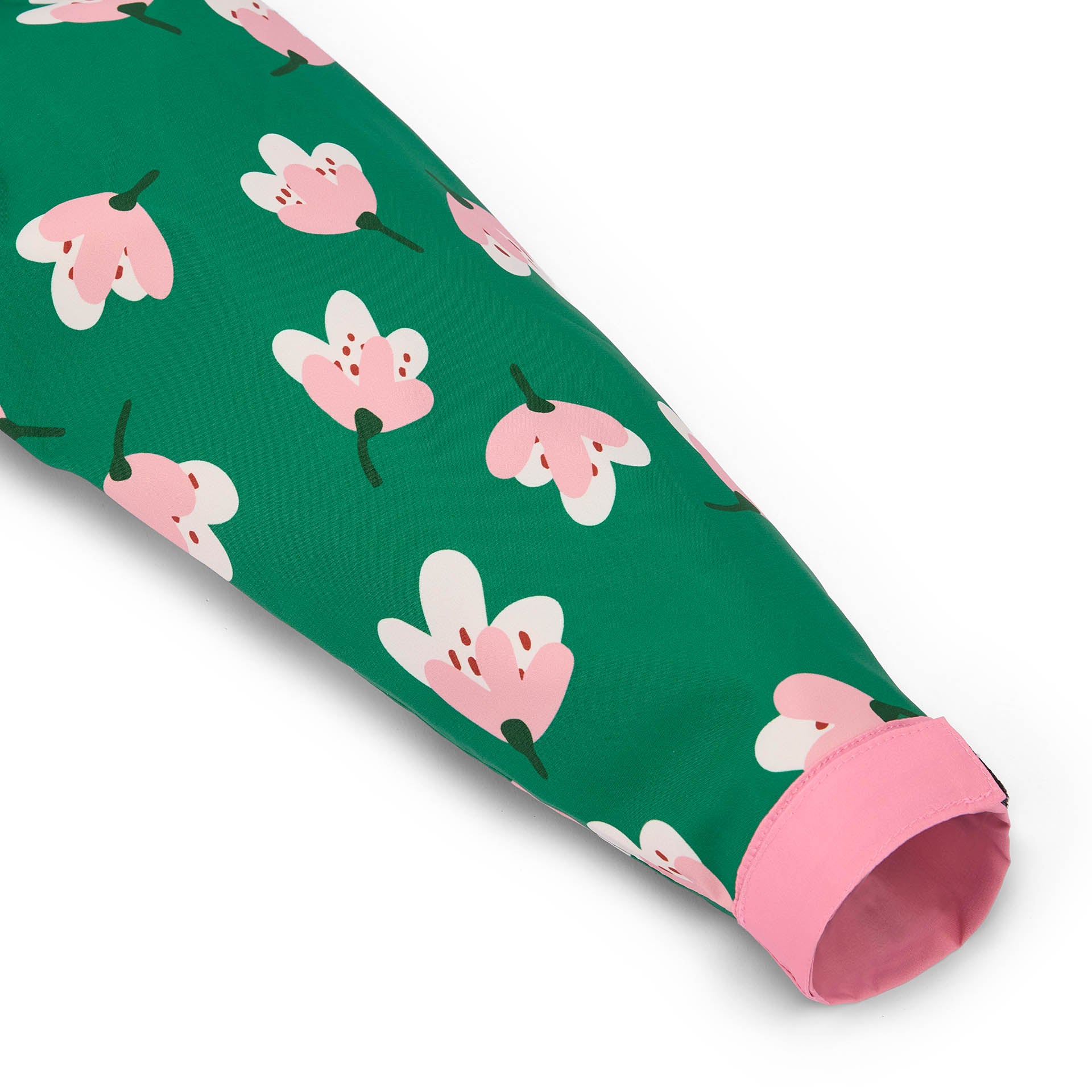 Sleeve children's green patterned flowers rain poncho pink wrist Hello Hossy
