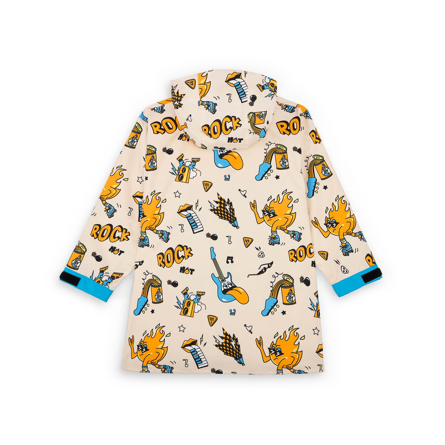 Children's cream rain poncho music patterns Orange and green Hello Hossy
